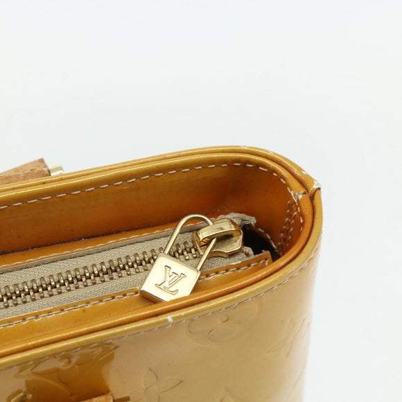 LOUIS VUITTON Monogram Vernis Houston Hand Bag Beige M91004 LV Auth ti3835