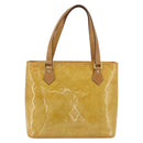 LOUIS VUITTON Monogram Vernis Houston Hand Bag Beige M91004 LV Auth ti3835-2