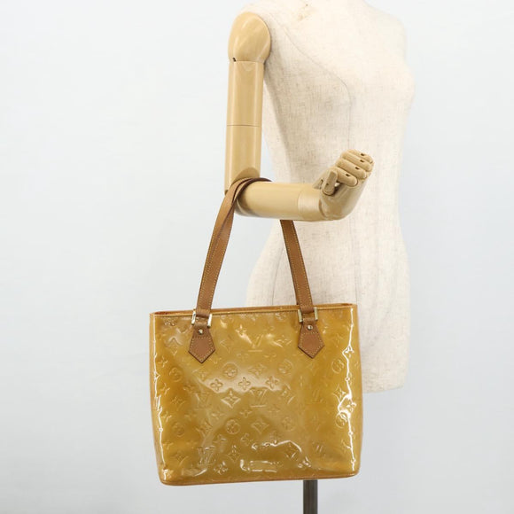LOUIS VUITTON Monogram Vernis Houston Hand Bag Beige M91004 LV Auth ti3835