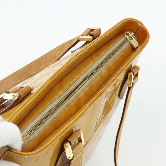 LOUIS VUITTON Monogram Vernis Houston Hand Bag Beige M91004 LV Auth ti3835