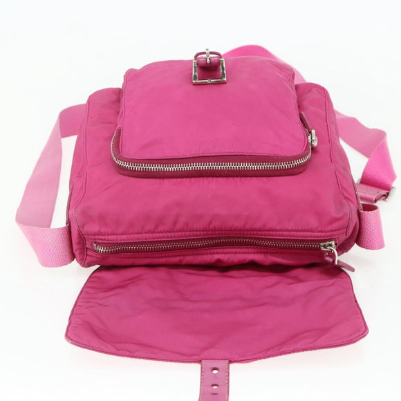 PRADA Shoulder Bag Nylon Pink Silver Auth ti3838