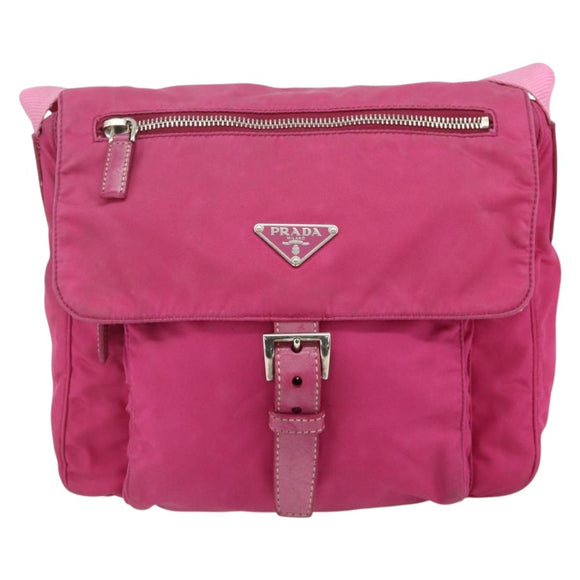 PRADA Shoulder Bag Nylon Pink Silver Auth ti3838