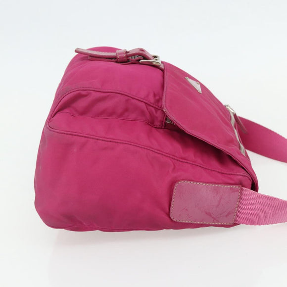 PRADA Shoulder Bag Nylon Pink Silver Auth ti3838