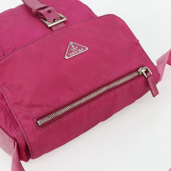 PRADA Shoulder Bag Nylon Pink Silver Auth ti3838