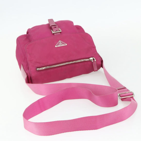 PRADA Shoulder Bag Nylon Pink Silver Auth ti3838