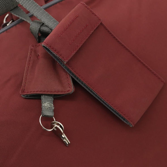 PRADA Sports Boston Bag Nylon Bordeaux Silver Auth ti3840