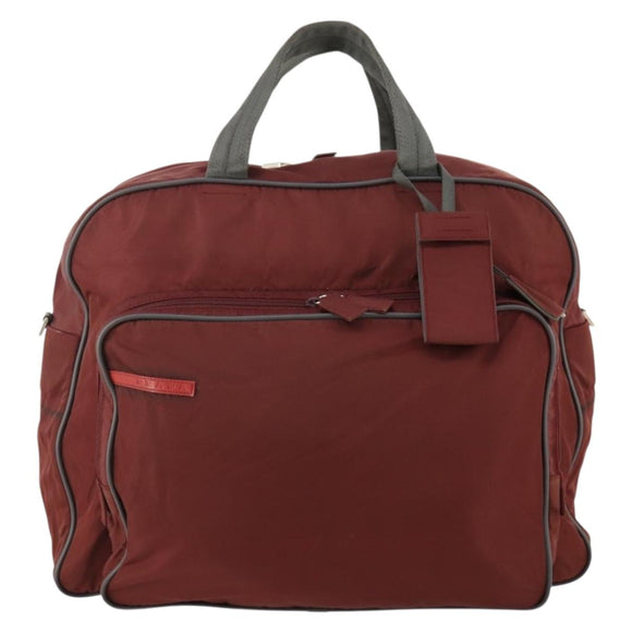 PRADA Sports Boston Bag Nylon Bordeaux Silver Auth ti3840