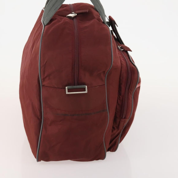 PRADA Sports Boston Bag Nylon Bordeaux Silver Auth ti3840