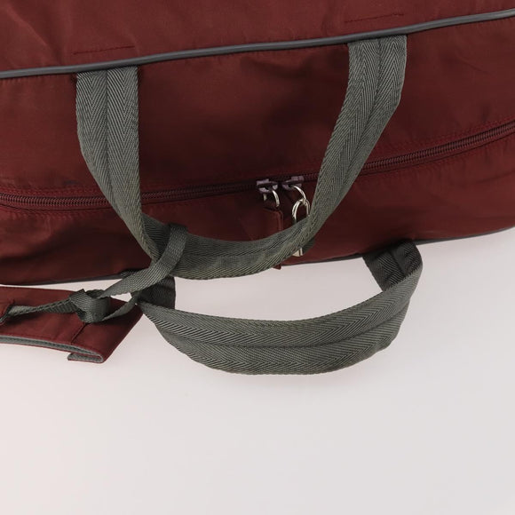 PRADA Sports Boston Bag Nylon Bordeaux Silver Auth ti3840