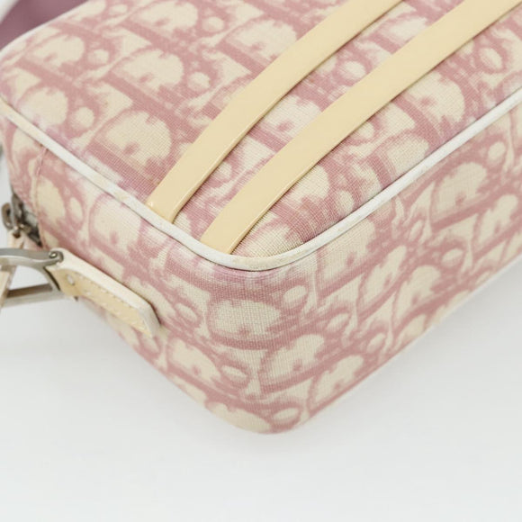 Christian Dior Trotter Canvas Shoulder Bag PVC Pink Silver Auth ti3841