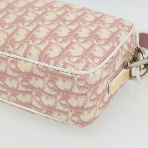 Christian Dior Trotter Canvas Shoulder Bag PVC Pink Silver Auth ti3841