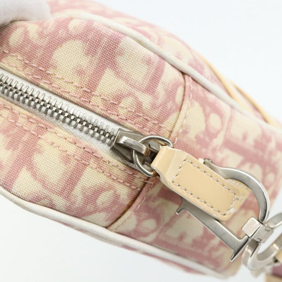Christian Dior Trotter Canvas Shoulder Bag PVC Pink Silver Auth ti3841