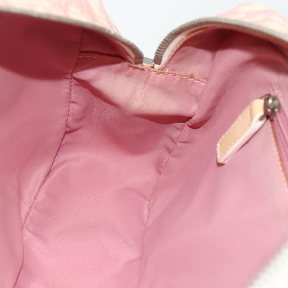 Christian Dior Trotter Canvas Shoulder Bag PVC Pink Silver Auth ti3841