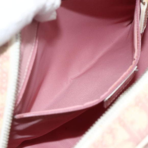 Christian Dior Trotter Canvas Shoulder Bag PVC Pink Silver Auth ti3841