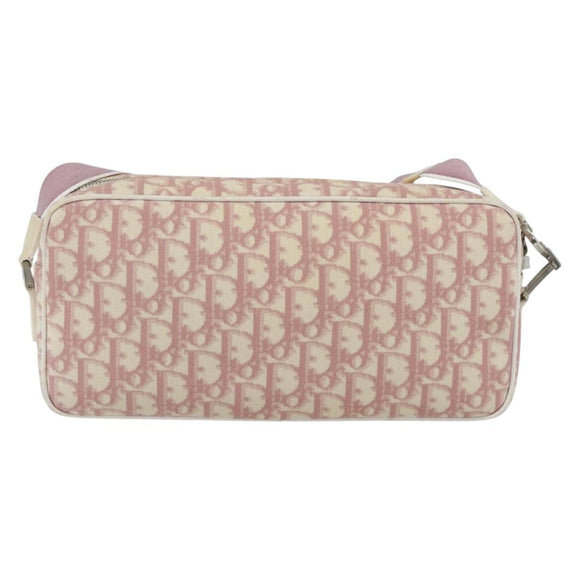 Christian Dior Trotter Canvas Shoulder Bag PVC Pink Silver Auth ti3841