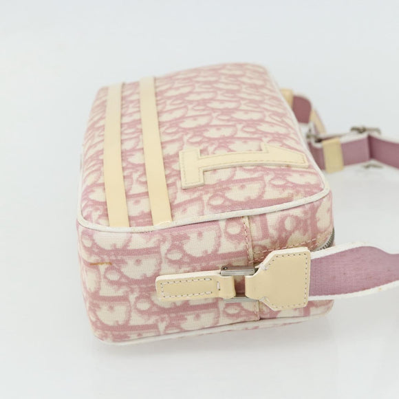 Christian Dior Trotter Canvas Shoulder Bag PVC Pink Silver Auth ti3841