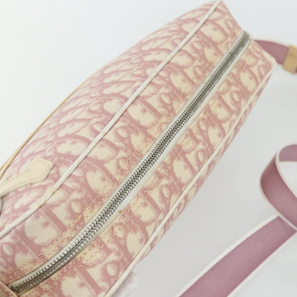 Christian Dior Trotter Canvas Shoulder Bag PVC Pink Silver Auth ti3841