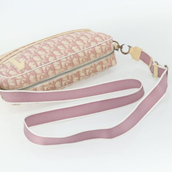Christian Dior Trotter Canvas Shoulder Bag PVC Pink Silver Auth ti3841