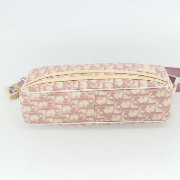 Christian Dior Trotter Canvas Shoulder Bag PVC Pink Silver Auth ti3841