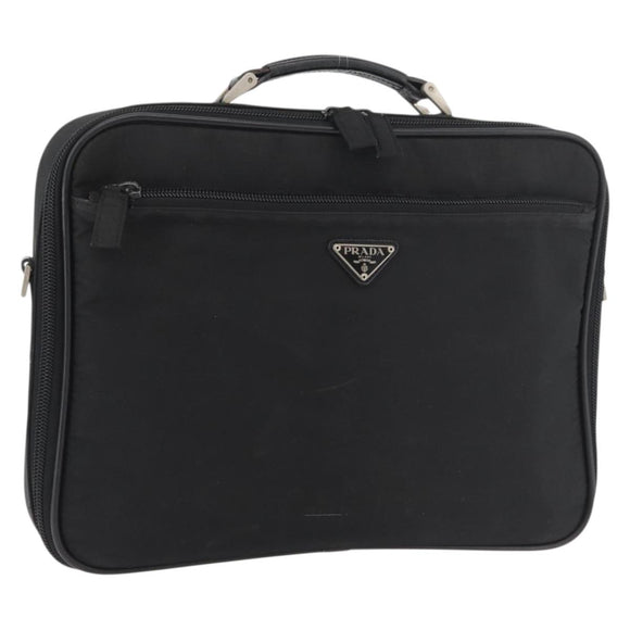 PRADA Business Bag Nylon Black Silver Auth ti3842