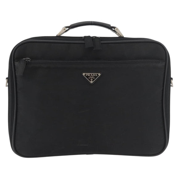 PRADA Business Bag Nylon Black Silver Auth ti3842