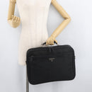 PRADA Business Bag Nylon Black Silver Auth ti3842-23