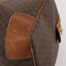 CELINE Macadam Canvas Boston Bag PVC Leather Brown Gold Auth ti3843-16