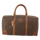 CELINE Macadam Canvas Boston Bag PVC Leather Brown Gold Auth ti3843-13