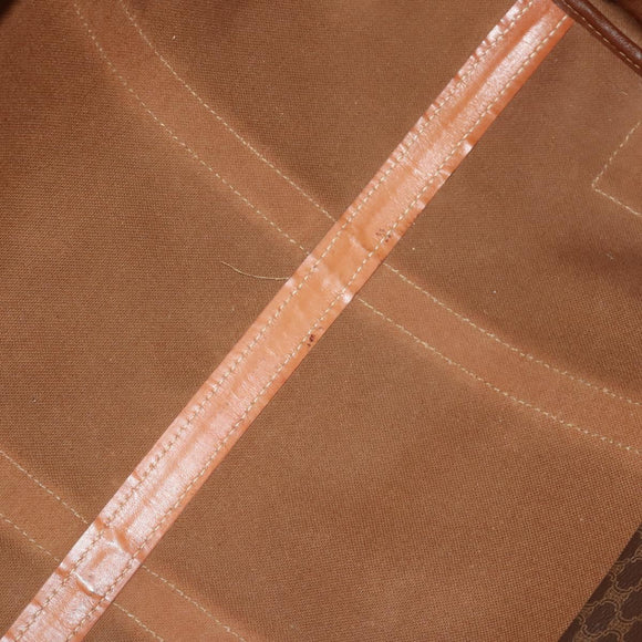 CELINE Macadam Canvas Boston Bag PVC Leather Brown Gold Auth ti3843