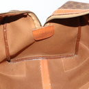 CELINE Macadam Canvas Boston Bag PVC Leather Brown Gold Auth ti3843-22