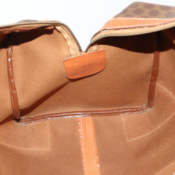 CELINE Macadam Canvas Boston Bag PVC Leather Brown Gold Auth ti3843