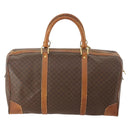 CELINE Macadam Canvas Boston Bag PVC Leather Brown Gold Auth ti3843-2