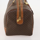 CELINE Macadam Canvas Boston Bag PVC Leather Brown Gold Auth ti3843-4