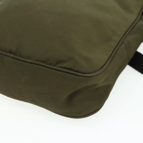 PRADA Sports Shoulder Bag Nylon Khaki Silver Auth ti3845