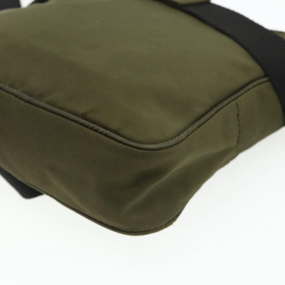 PRADA Sports Shoulder Bag Nylon Khaki Silver Auth ti3845