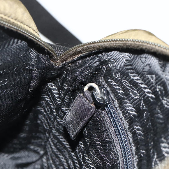 PRADA Sports Shoulder Bag Nylon Khaki Silver Auth ti3845