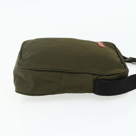 PRADA Sports Shoulder Bag Nylon Khaki Silver Auth ti3845