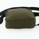 PRADA Sports Shoulder Bag Nylon Khaki Silver Auth ti3845-5