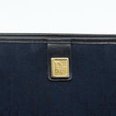 Christian Dior Trotter Canvas Clutch Bag Navy Gold Auth ti3846-12