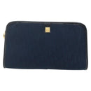 Christian Dior Trotter Canvas Clutch Bag Navy Gold Auth ti3846-2