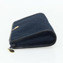 Christian Dior Trotter Canvas Clutch Bag Navy Gold Auth ti3846-4