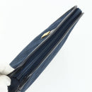 Christian Dior Trotter Canvas Clutch Bag Navy Gold Auth ti3846-6
