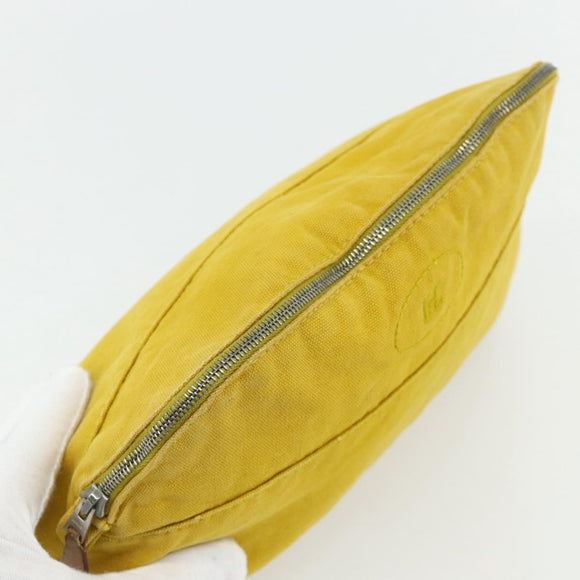 HERMES Bolide Pouch Canvas 2 Set Yellow Brown Auth ti3848