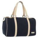 FENDI Boston Bag Canvas Navy Silver Auth ti3849-1