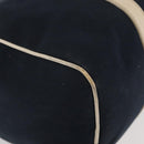 FENDI Boston Bag Canvas Navy Silver Auth ti3849-9