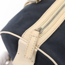 FENDI Boston Bag Canvas Navy Silver Auth ti3849-17