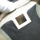 FENDI Boston Bag Canvas Navy Silver Auth ti3849-19