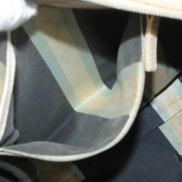 FENDI Boston Bag Canvas Navy Silver Auth ti3849