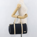 FENDI Boston Bag Canvas Navy Silver Auth ti3849-24