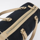 FENDI Boston Bag Canvas Navy Silver Auth ti3849-6